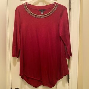 NWT Grace Elements Deep Red Beaded Sweater Size 1X